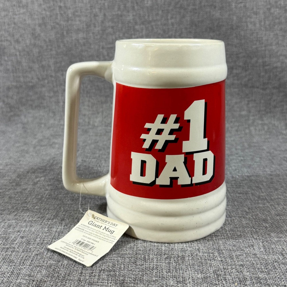 Dad Dee Way To Celebrate #1 Dad 40 oz Giant Mug White Red NWT Father Day Gift